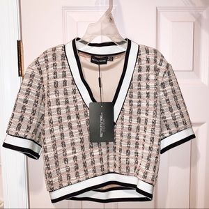 Boucle Stripe Trim Crop Top / Maya Jama PLT